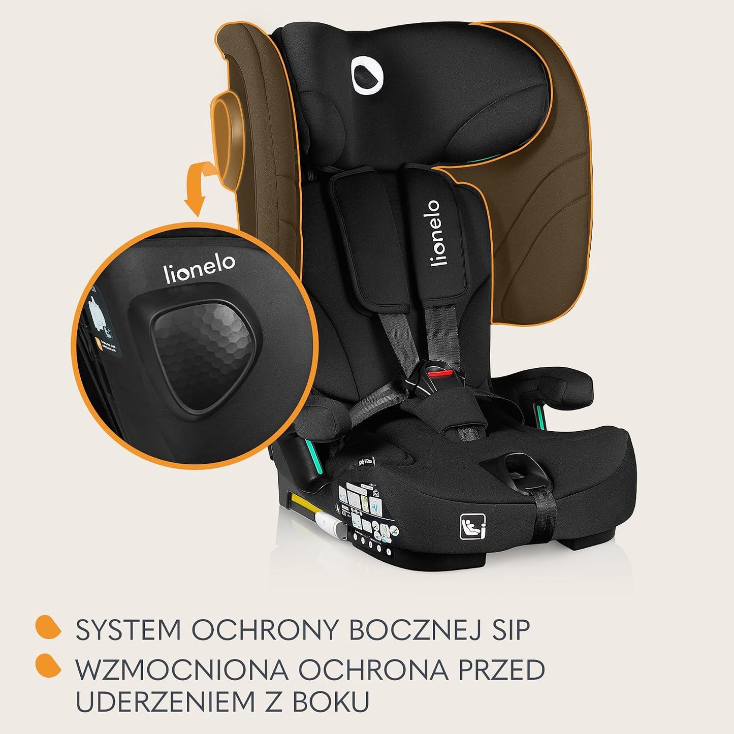 LIONELO NELLY i-Size fotelik samochodowy 76-150 cm z ISOFIX