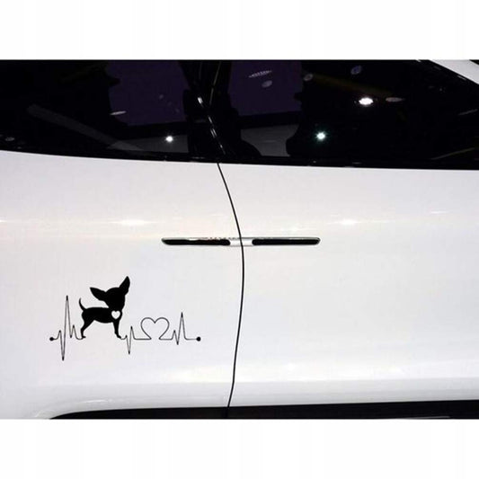 VOSAREA autocolant impermeabil pentru mașină Chihuahua și bătăi de inimă 15,5 cm