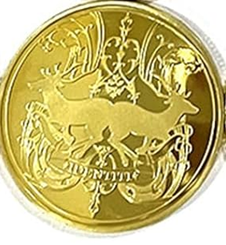 BRADOC Zâna Măseluță monedă metalică placată cu aur pentru sub pernă 4 cm JELENIE