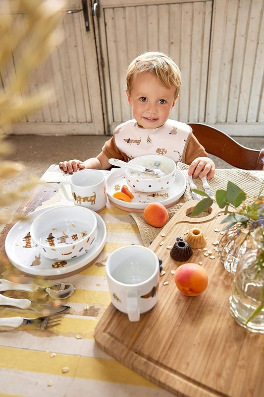 LASSIG Little Mateys porcelánová súprava taniera a šálky 200 ml ZVIERATÁ