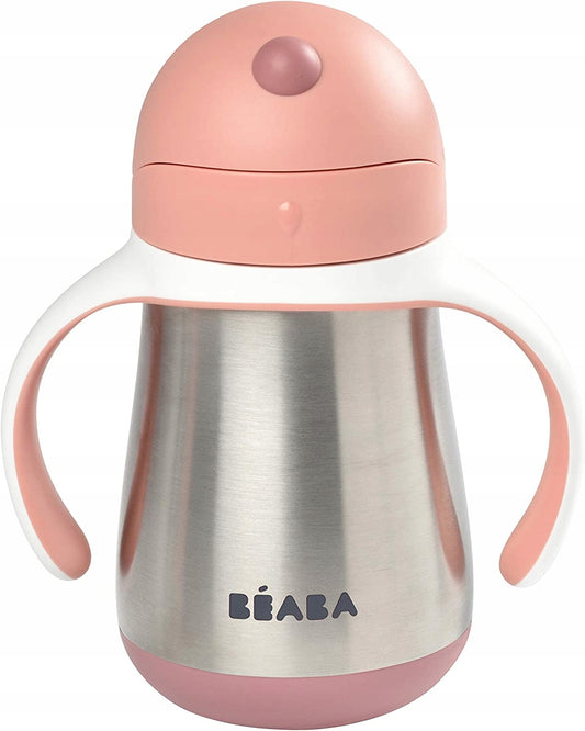 Cana BEABA antiscurgere cu pai DIN OȚEL 250 ml