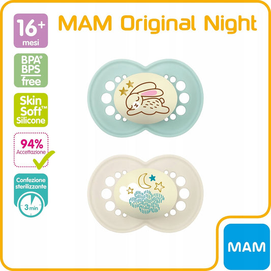 MAM ORIGINAL NIGHT suzetă liniștitoare x2 16m+