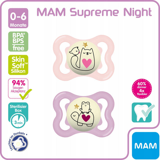 MAM SUPREME NUIT suzetă din silicon 2-6 luni