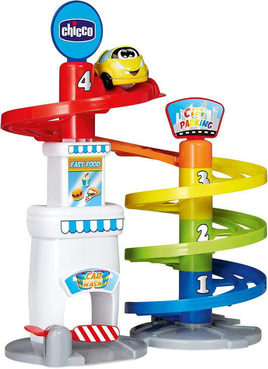 CHICCO parking wielopoziomowy 37 cm + samochód Turbo Ball
