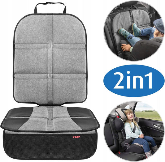 REER TravelKid MaxiProtect podkładka pod fotelik samochodowy, ochraniacz 2w1 na kanapę i oparcie, czarno-szary