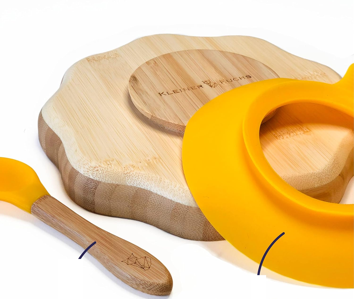 KLEINER FUCHS bamboo plate with suction cup + spoon