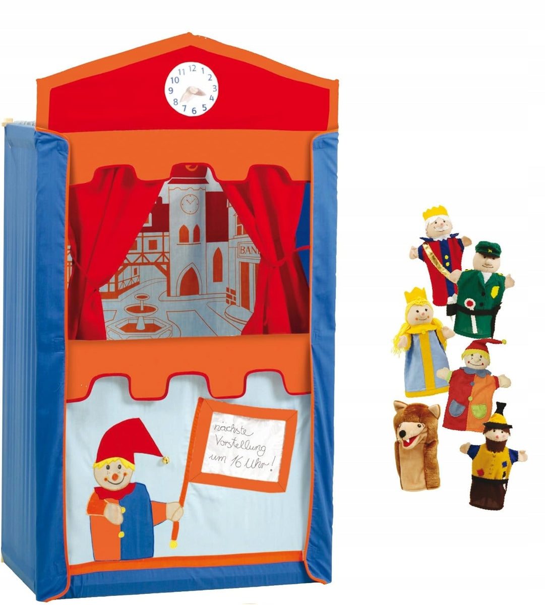 ROBA théâtre de marionnettes en bois 120 cm + 6 marionnettes KASPER