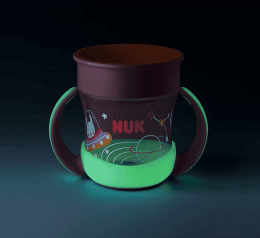 NUK Mini Magic Cup kubek niekapek 360° 160 ml 6 m+ świecący w ciemności, różowy