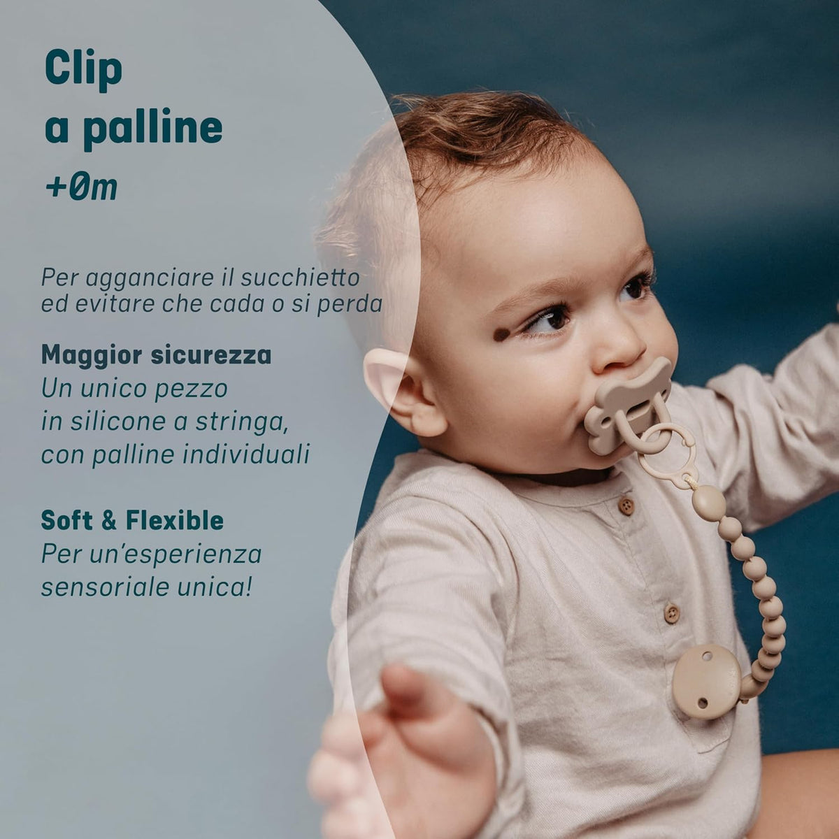 SUAVINEX Colour Essence silicone pacifier clip with clasp