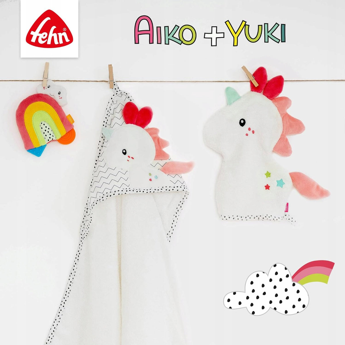 FEHN Aiko&Yuki sonaglino con anello da appendere per passeggino, seggiolino auto