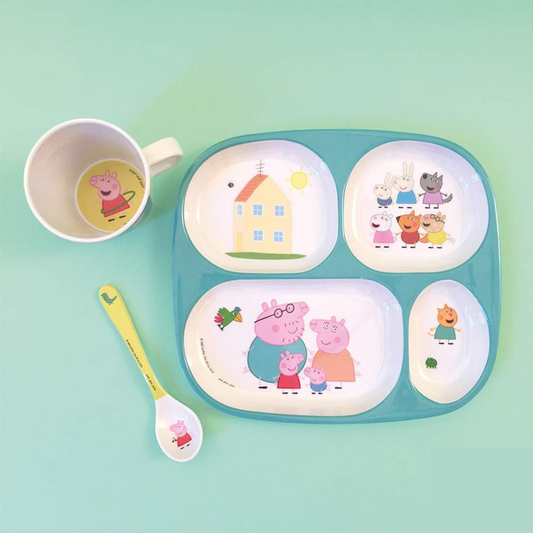 PETIT JOUR PARIS Farfurie din melamină cu 4 compartimente Peppa Pig 21 x 24 cm