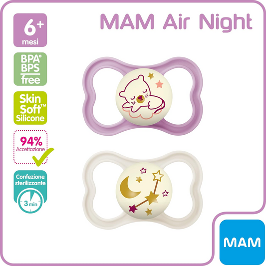 MAM AIR NIGHT sucette apaisante x2 6-16m