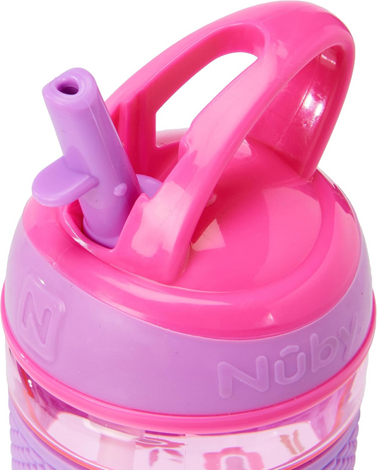 NUBY Hard Straw Cup sticlă tritan cu pai 3 l+ 360 ml FLORI