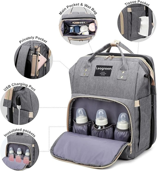 LEOGREEN Wickeltasche/Rucksack + Wickelunterlage