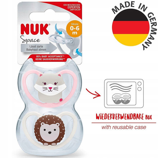NUK Space suzetă liniștitoare silicon x2 0-6 luni +cutie
