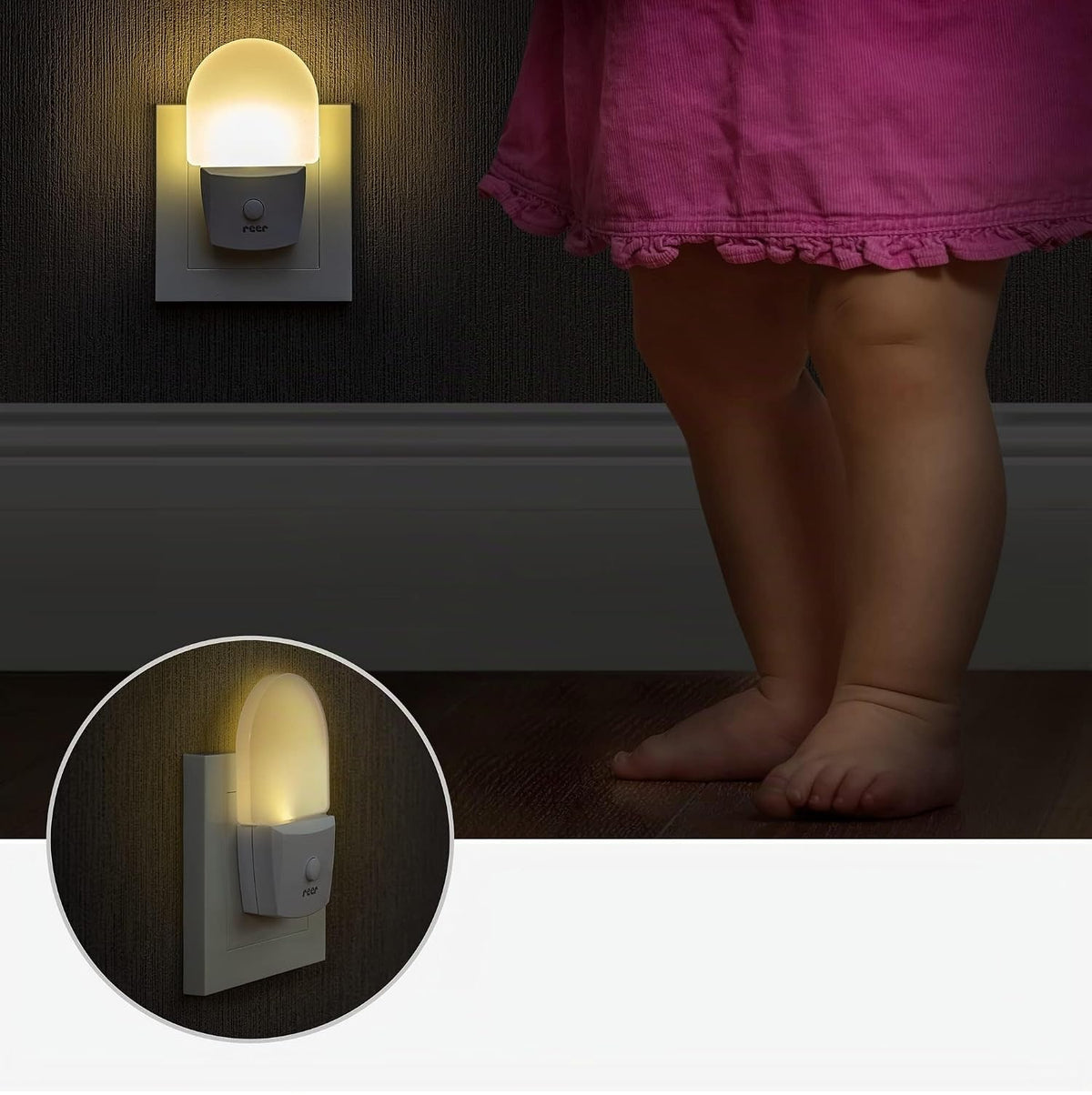 REER NightGuide lampă de veghe LED pentru priză cu întrerupător 6 x 9,5 cm