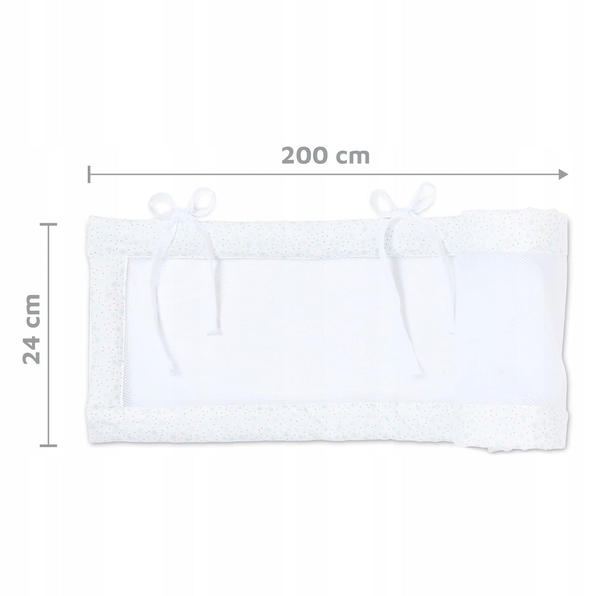BABYBAY ochraniacz do łóżeczka 200x24, przewiewny ochraniacz siatkowy z wymiarami 200 cm x 24 cm