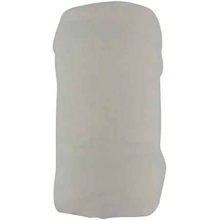 Jasna kremowa tkanina naciągnięta na materac, widok z góry.