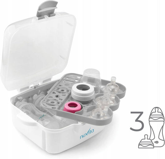NUVITA 1085 magnetronsterilisator voor 3 flessen en accessoires