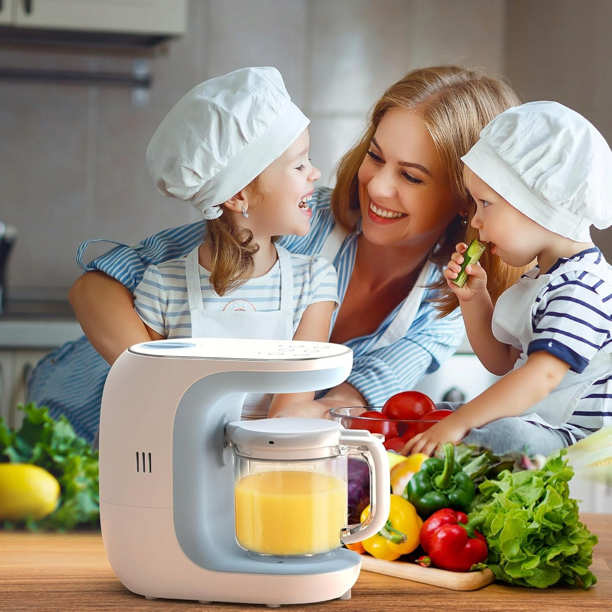 ECCOMUM robot culinaire 5-en-1 cuiseur vapeur blender stérilisateur + spatule