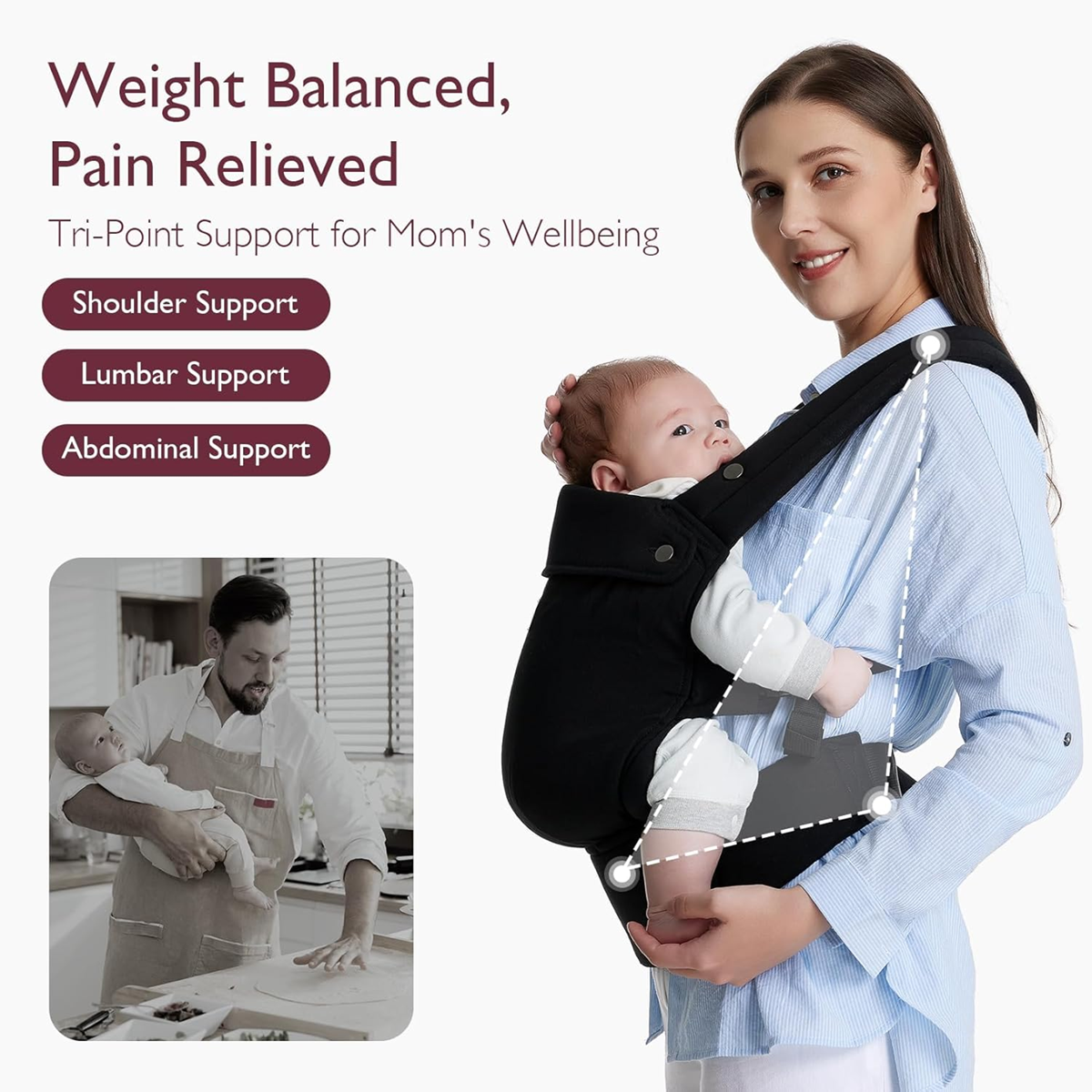 MOMCOZY marsupiu pentru nou-născuți și bebeluși 3-20kg reglabil