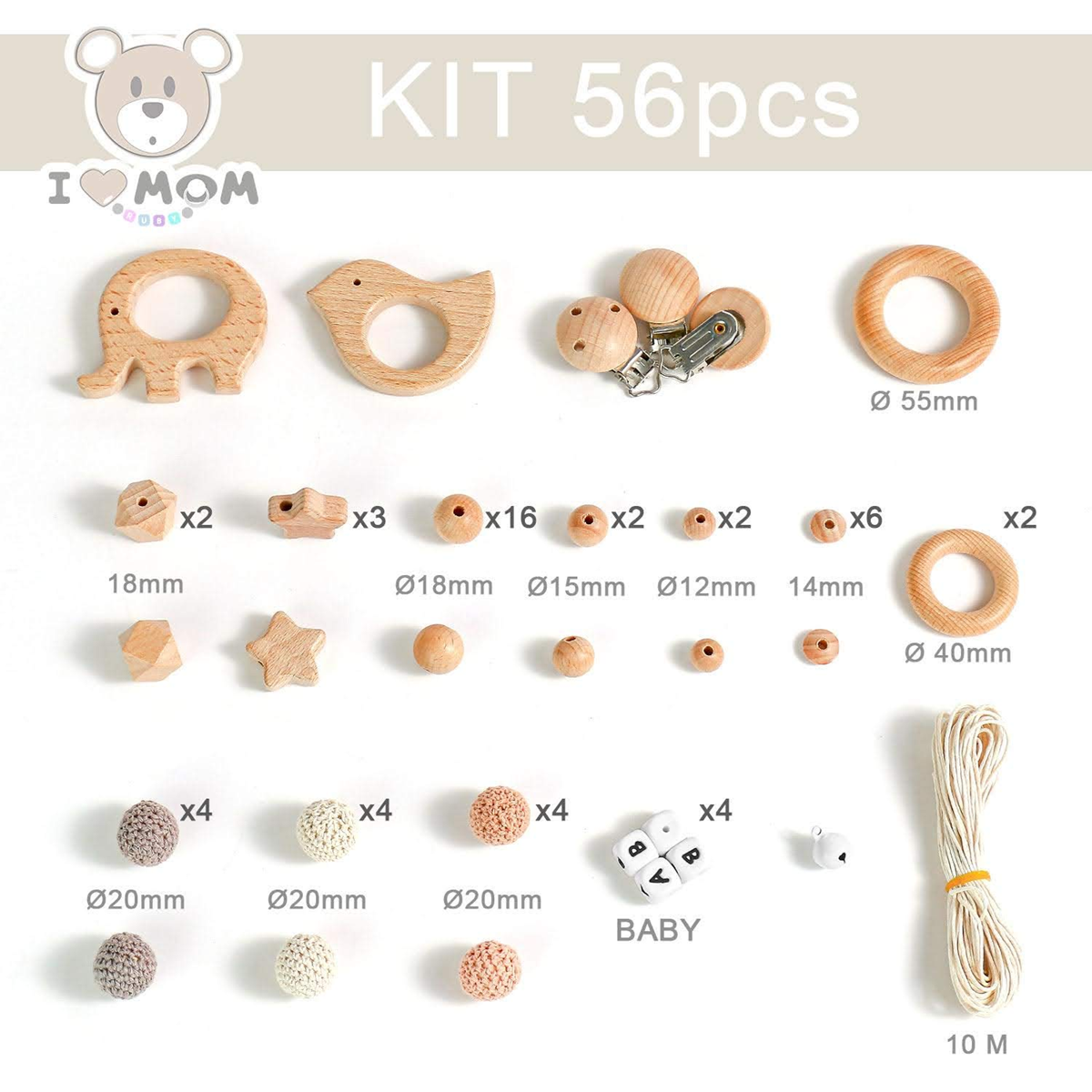 RUBY Artestar sada DIY na řetízek na dudlík