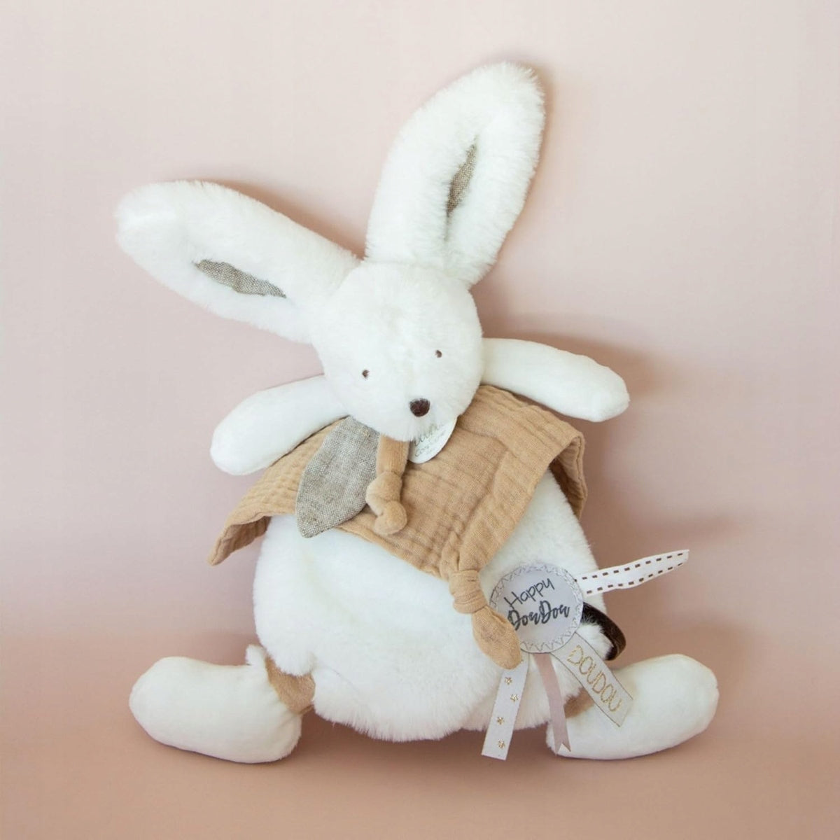 DOUDOU et Compagnie plapumă iepuraș de pluș cu pompon 25 cm