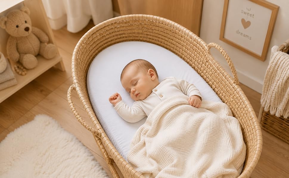 BABYPREM prześcieradło z gumką do kosza Mojżesza 76x28 cm x2