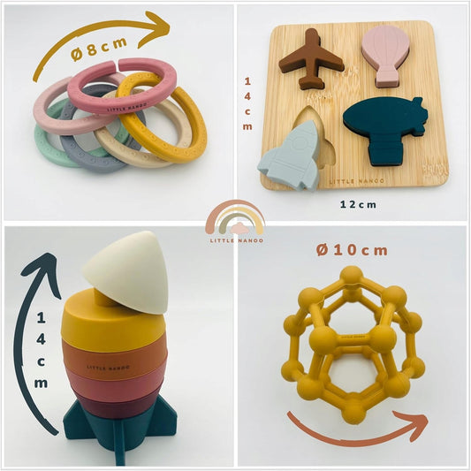 LITTLE NANOO set de jucării senzoriale din silicon 18 piese 6 luni+