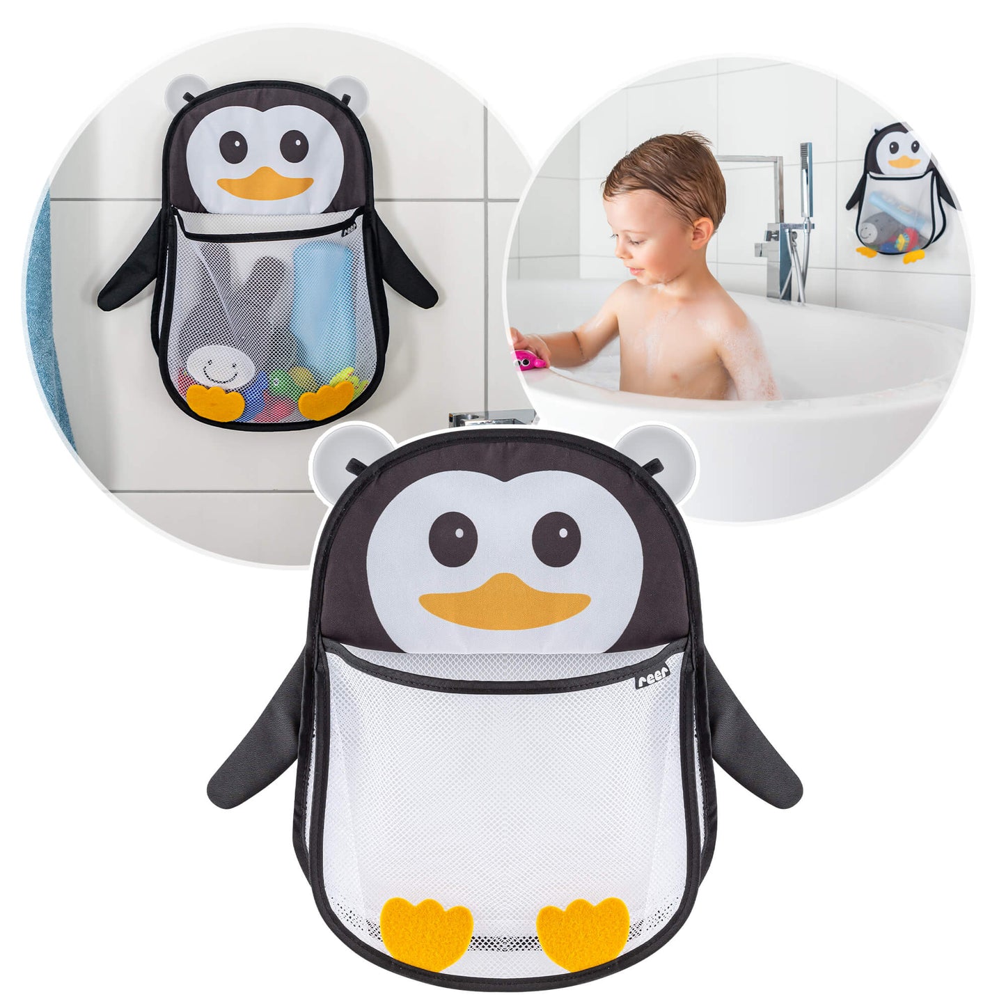 REER MyHappyPingu Bade-Netzorganizer mit Saugnäpfen PINGUIN