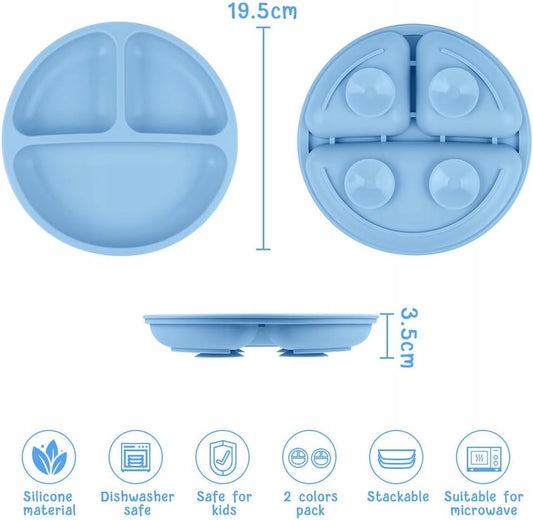 VICLOON driedelige bord met zuignap x2 + lepel x2 vork x2