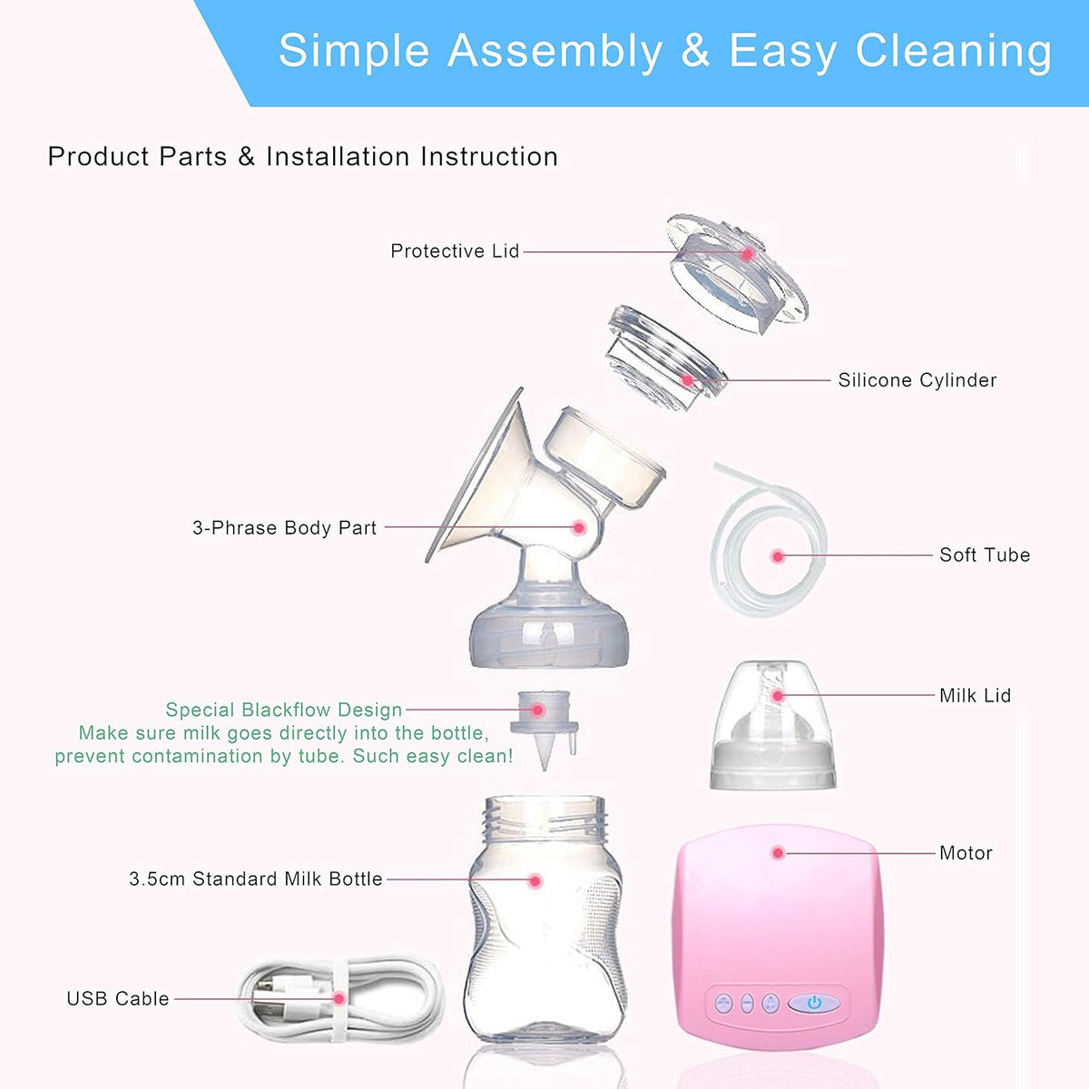 YABTF tiralatte elettrico BPA FREE senza fili