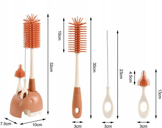 VICLOON 3în1 perii din silicon pentru curățarea sticlelor, tetinelor, paielor 32cm