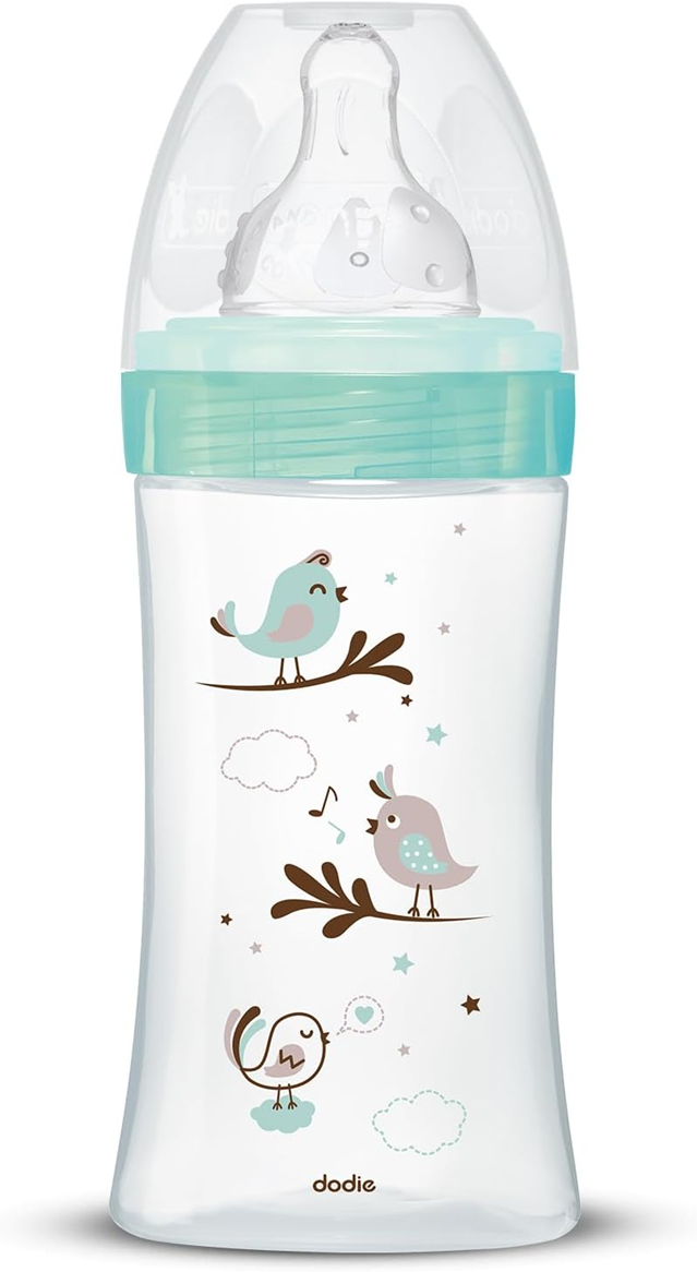 DODIE sticlă de sticlă 270 ml 0-6 luni tetină 2 debit mediu