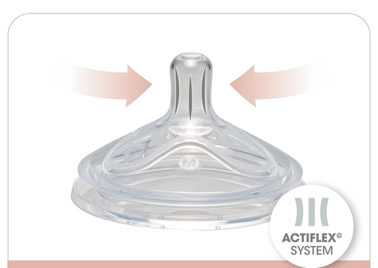 NIP First Moment biberon cu tetină mărimea M flux mediu 270 ml ACTIFLEX