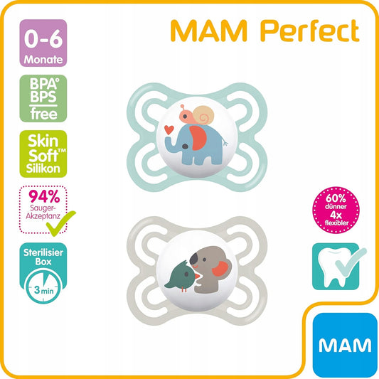 MAM Perfect smoczek uspokajający x2 0-6msc+ box