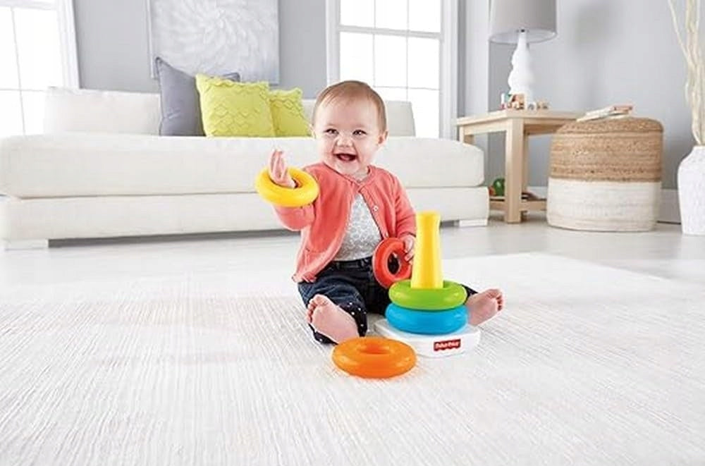 FISHER-PRICE Rock-a-Stack piramidă cu zornăitoare 5 inele 20 cm
