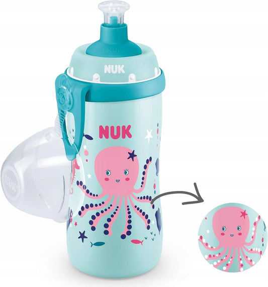 NUK Junior Cup STICLĂ 18 m+ tetină push-pull 300 ml EFECT CAMELEON