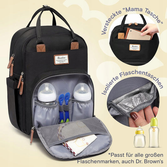 RUVALINO Wickeltaschenrucksack mit Zubehör