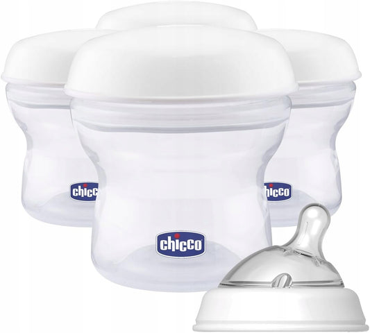 CHICCO recipiente pentru lapte, 4 x 150 ml + tetină cu capac