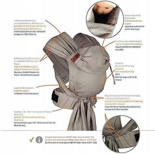 HOPPEDIZ hop-tye buckle ergonomic baby carrier 0–30 months