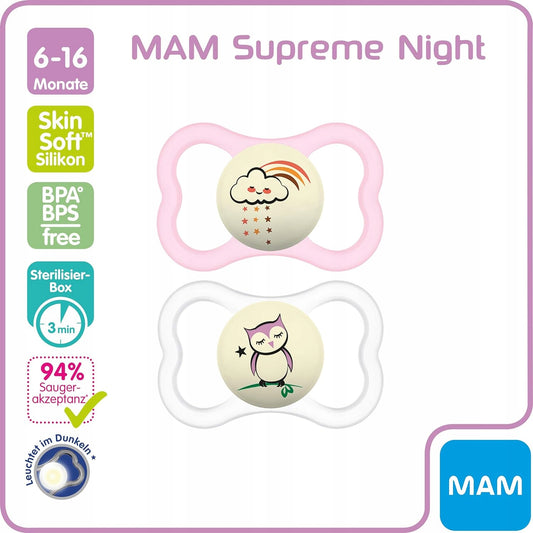 MAM SUPREME NIGHT smoczek silikonowy 6-16msc