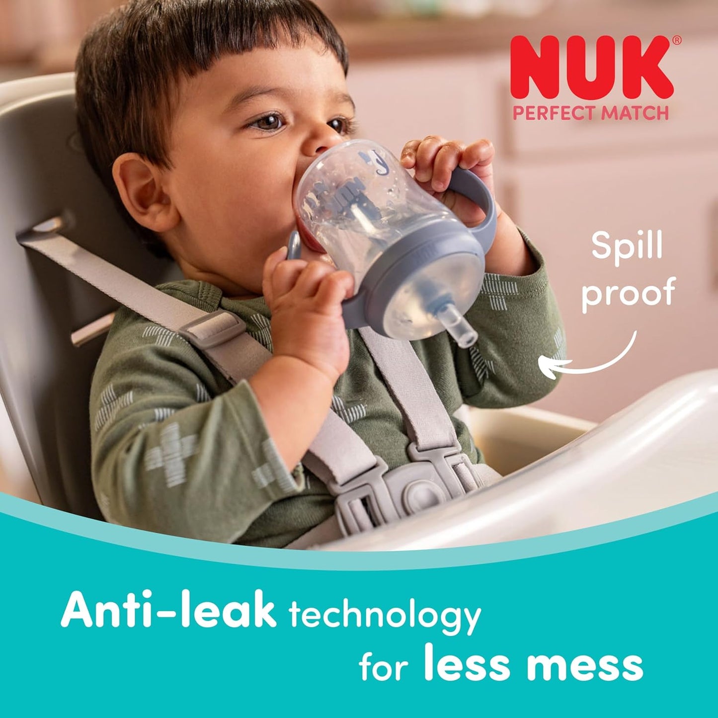 NUK Perfect Match Trinklernbecher Strohhalme 8m+ x2