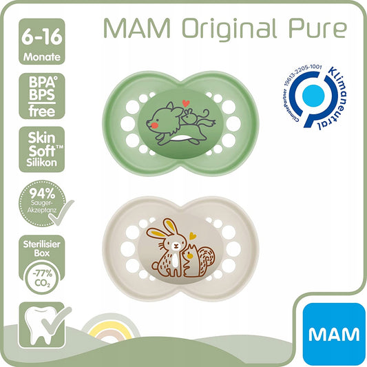 MAM PURE suzetă de calmare x2 6-16 + cutie