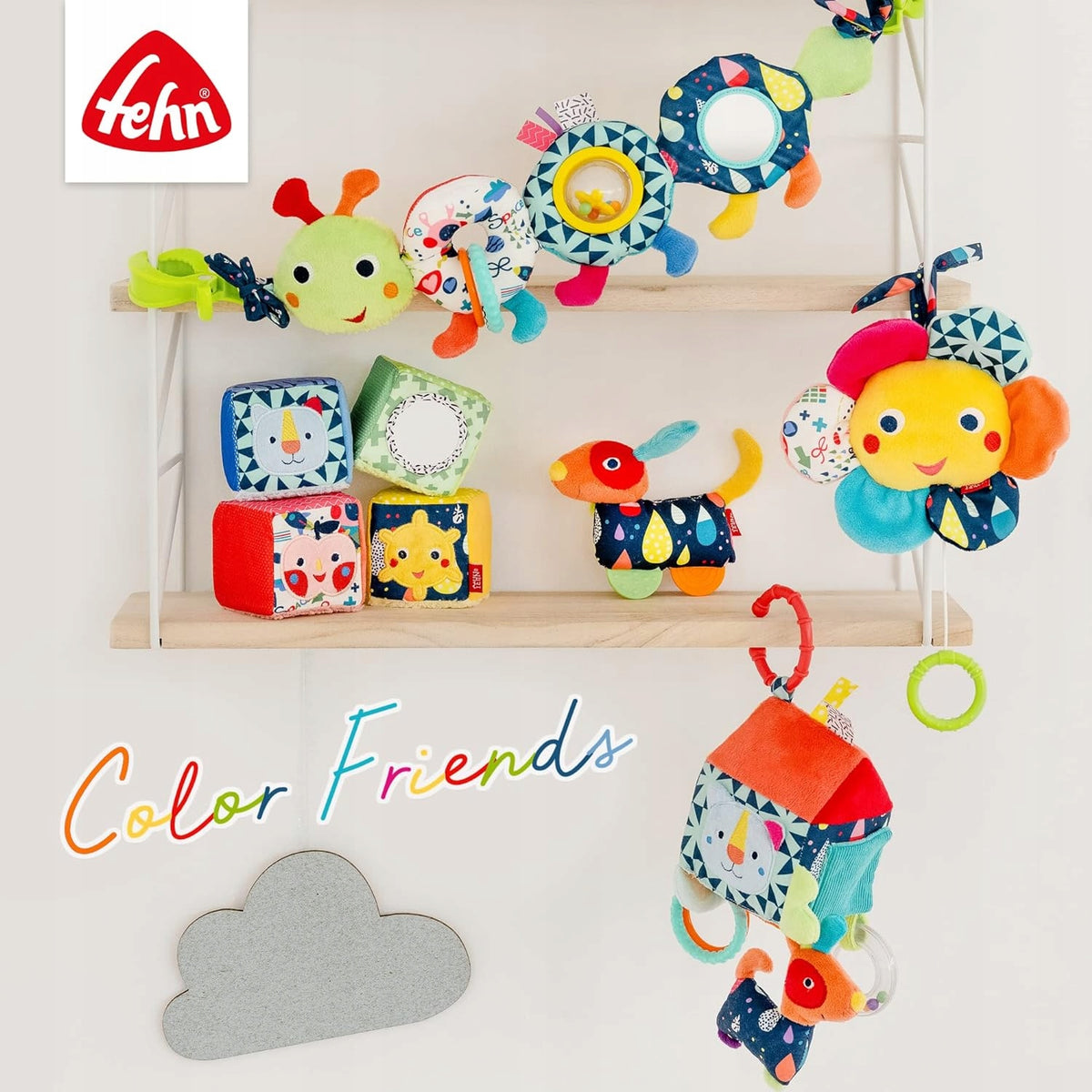 FEHN Color Friends Raupe Klettpuzzle SENSORISCH 36cm
