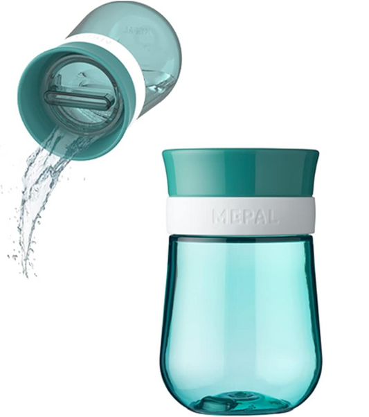 Cana de antrenament MEPAL, cană anti-vărsare cu gură 360 de grade, 300 ml, 9 luni+