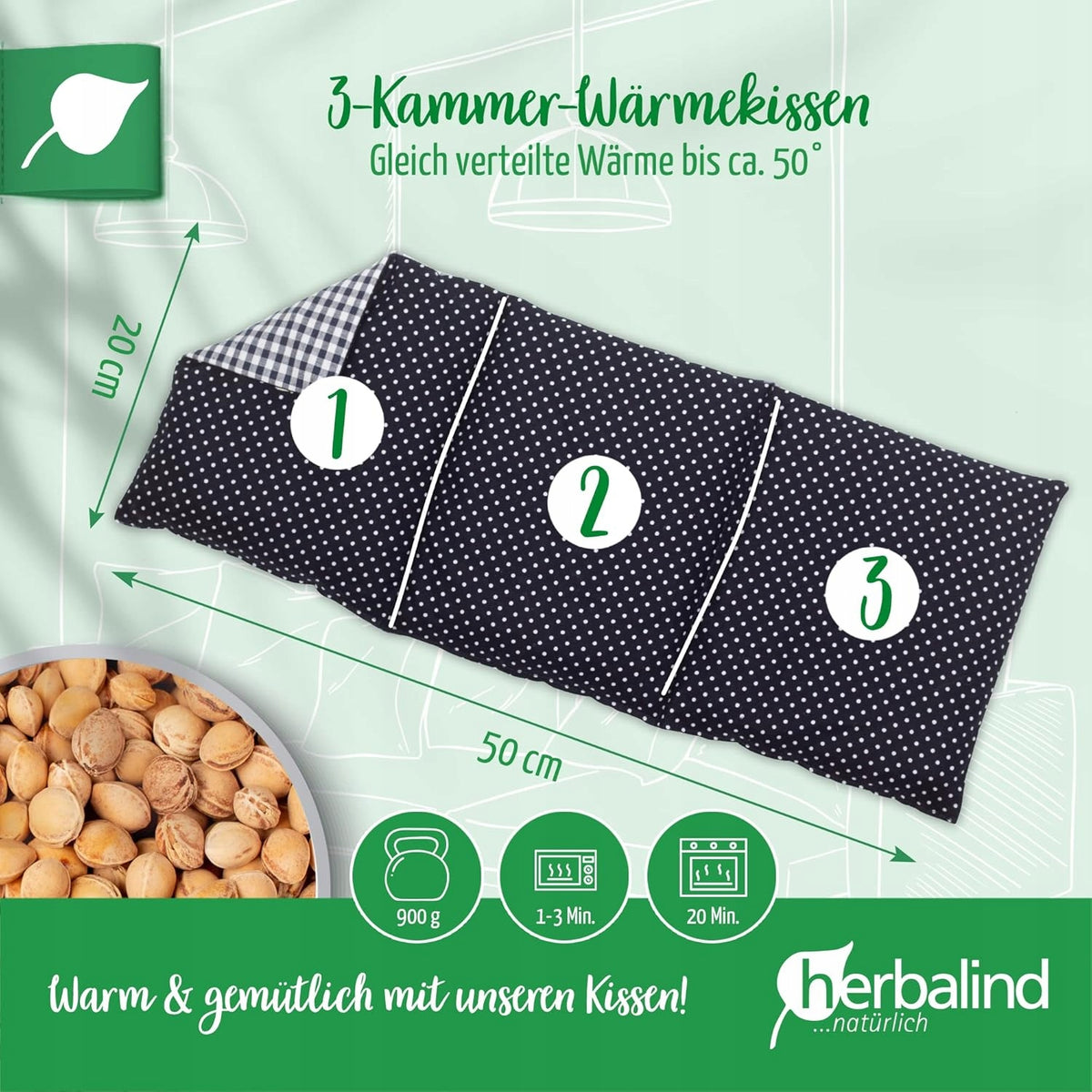 HERBALIND termofor s čerešňovými kôstkami XL 900g 50x20cm
