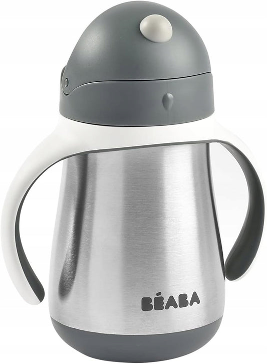Cana BEABA antiscurgere cu pai DIN OȚEL 250 ml