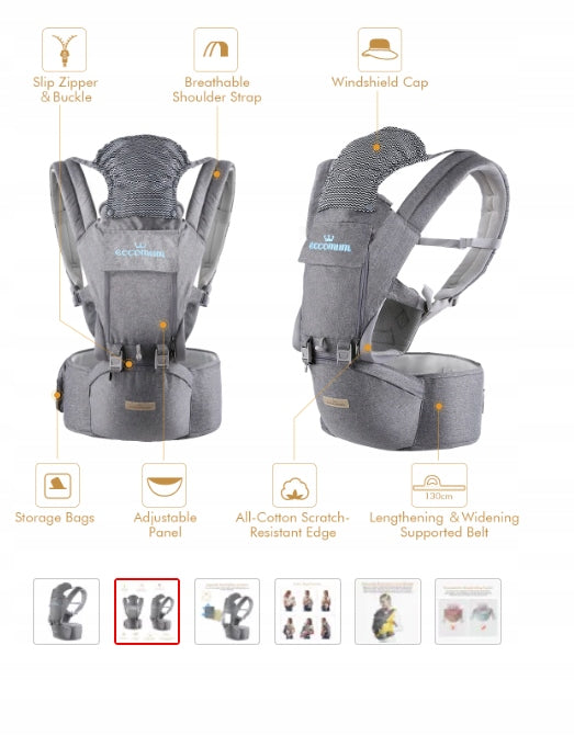 ECCOMUM ergonomic carrier with hip belt 6in1