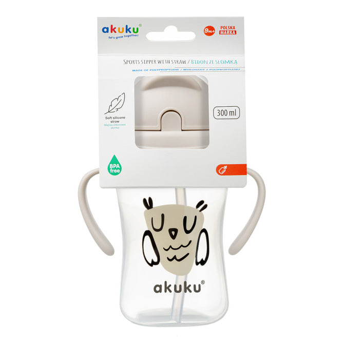 AKUKU bidon z chowaną słomką 300ml 9msc+